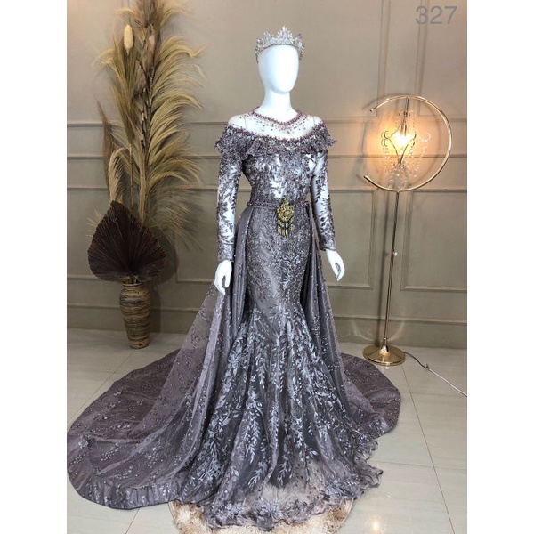 GAUN PENGANTIN SLIM DRESSS/GAUN  PENGANTIN MUSLIMAH BEREKOR/GAUN  WEDDING /BAJU PENGANTIN MODERN