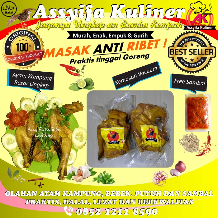 

Ayam kampung premium ungkep bumbu rempah empuk, gurih dan lezat - 1.1-1.2
