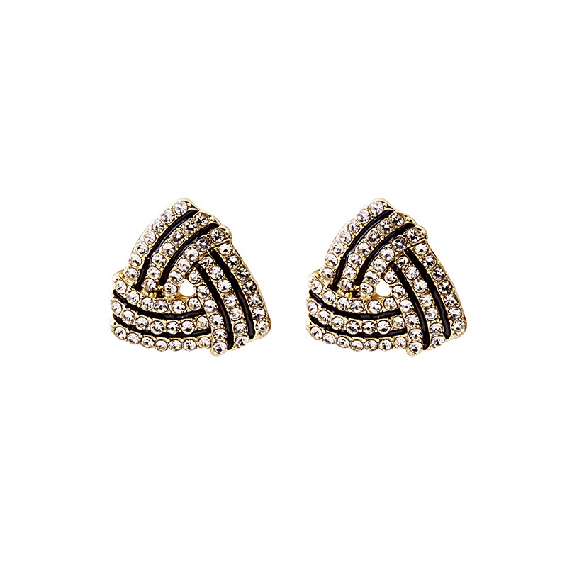 Anting stud 925 silver needle Bentuk Segitiga Geometris Aksen Berlian