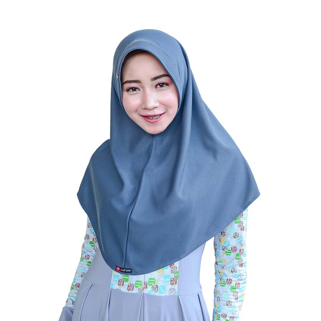 Jilbab Tali AT HOME JUMBO | Hijab Instan Kaos Non PAD Kerudung Instan Tali Tanpa Bergo-Abu Tua