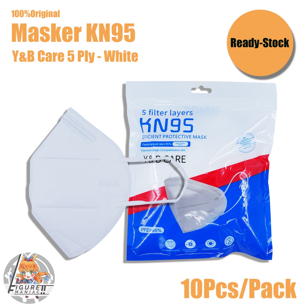 Masker KN95 Y&amp;B Care 5 Ply Original isi 10 Pcs Hitam Putih