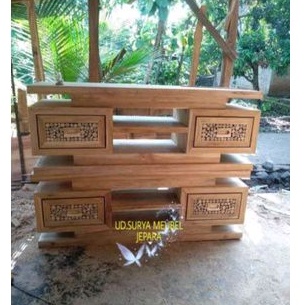 Meja tv meja lemarii pendek kecil untuk tv kayu jati mentahan