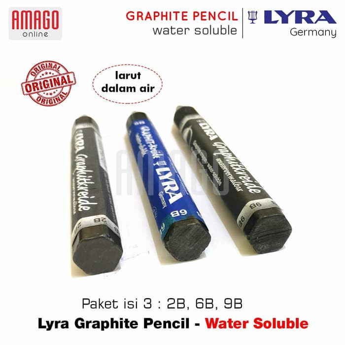 LYRA Watercolour Graphite Pastels - Water Soluble (Larut di Air) Paket isi 3 - 2B/6B/9B - L563010X