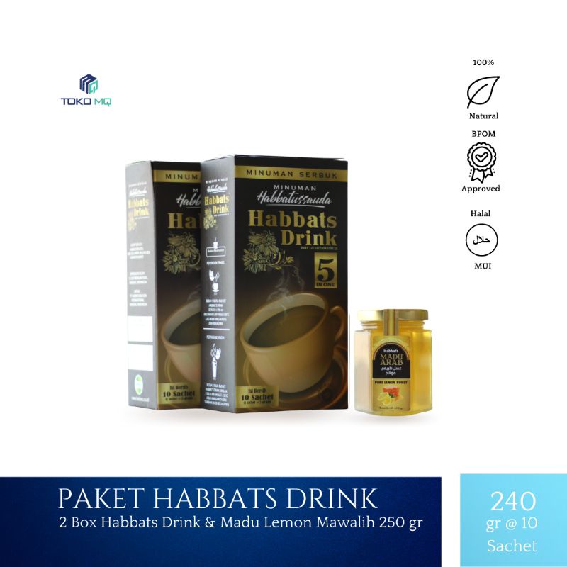 

Toko MQ-Paket Habbats Drink Hitam 2 Box (Isi 20 pcs) & Mawalih 250 Gr Free Sendok Madu&Siwak