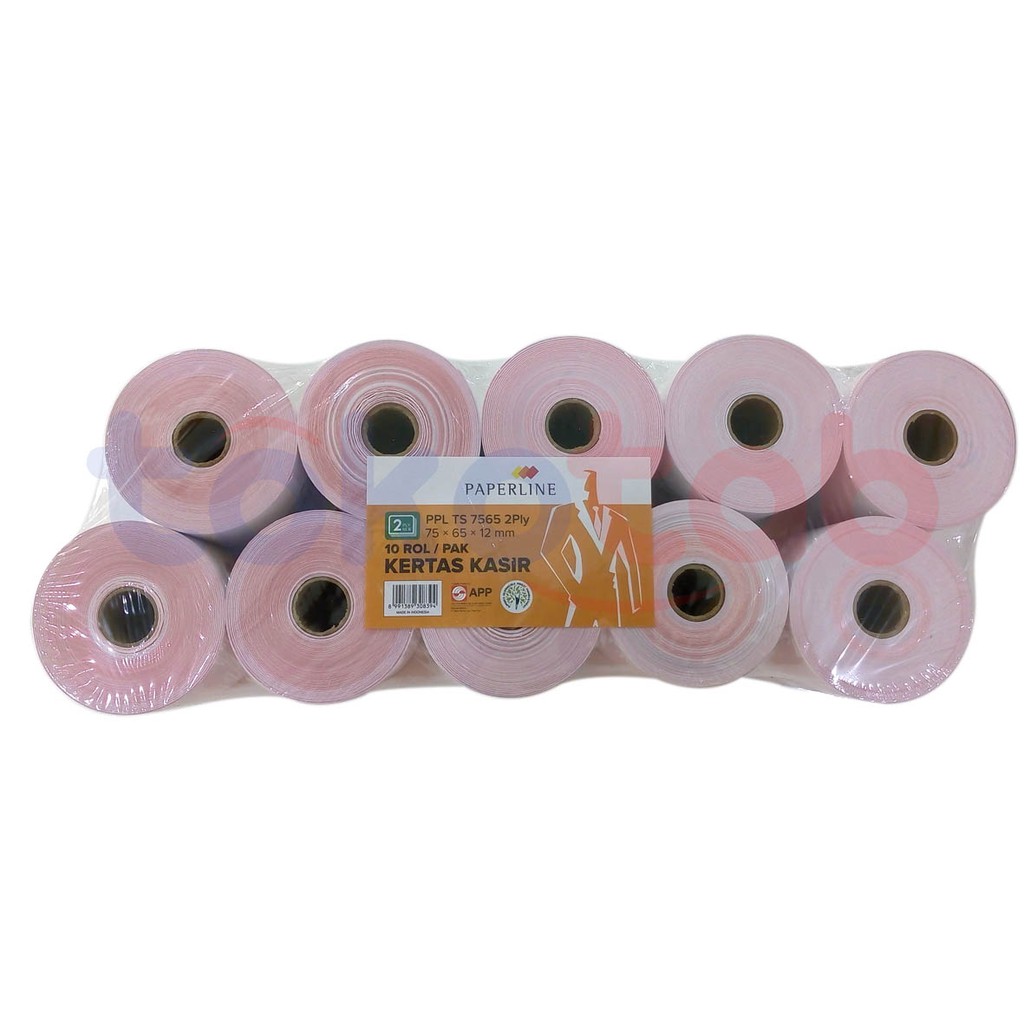 

Kertas Telstrook 75x65/Kertas Kasir/Kertas Struk HVS Rol Paperline Ukuran 75 X 65 2 PLY Eceran/1Pack