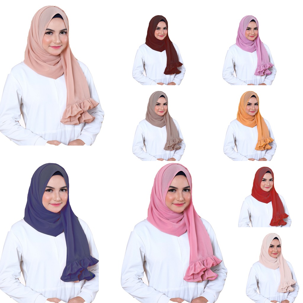 JILBAB PASHMINA CERUTY ARABELLE / HIJAB PASMINA DENGAN REMPEL / KERUDUNG MODEL PASHMINA DENGAN BAHAN CERUTI BABYDOLL