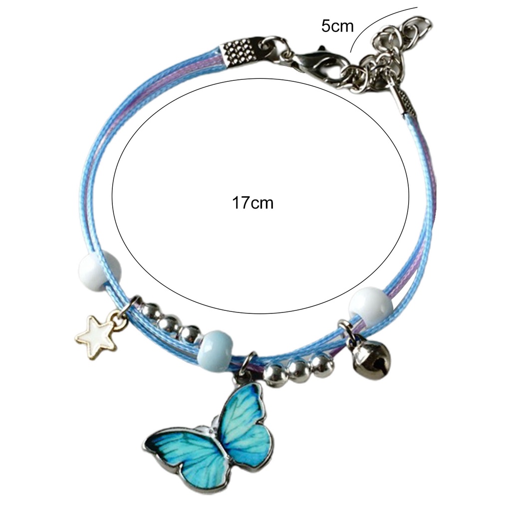 Hu Hu Hu Hu Hu Alat Bantu Pasang Kacamata♡ Gelang Tali Kepang Multilayer Aksen Butterfly Star Bell Untuk Pasangan