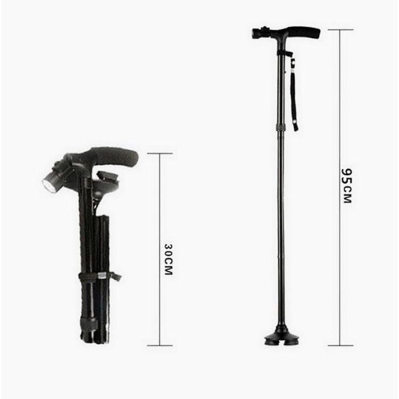 A1 Alat Bantu Jalan / Tongkat Aluminium Lipat Untuk Lansia Manula Bahan Aluminium Tebal Lengkao LED