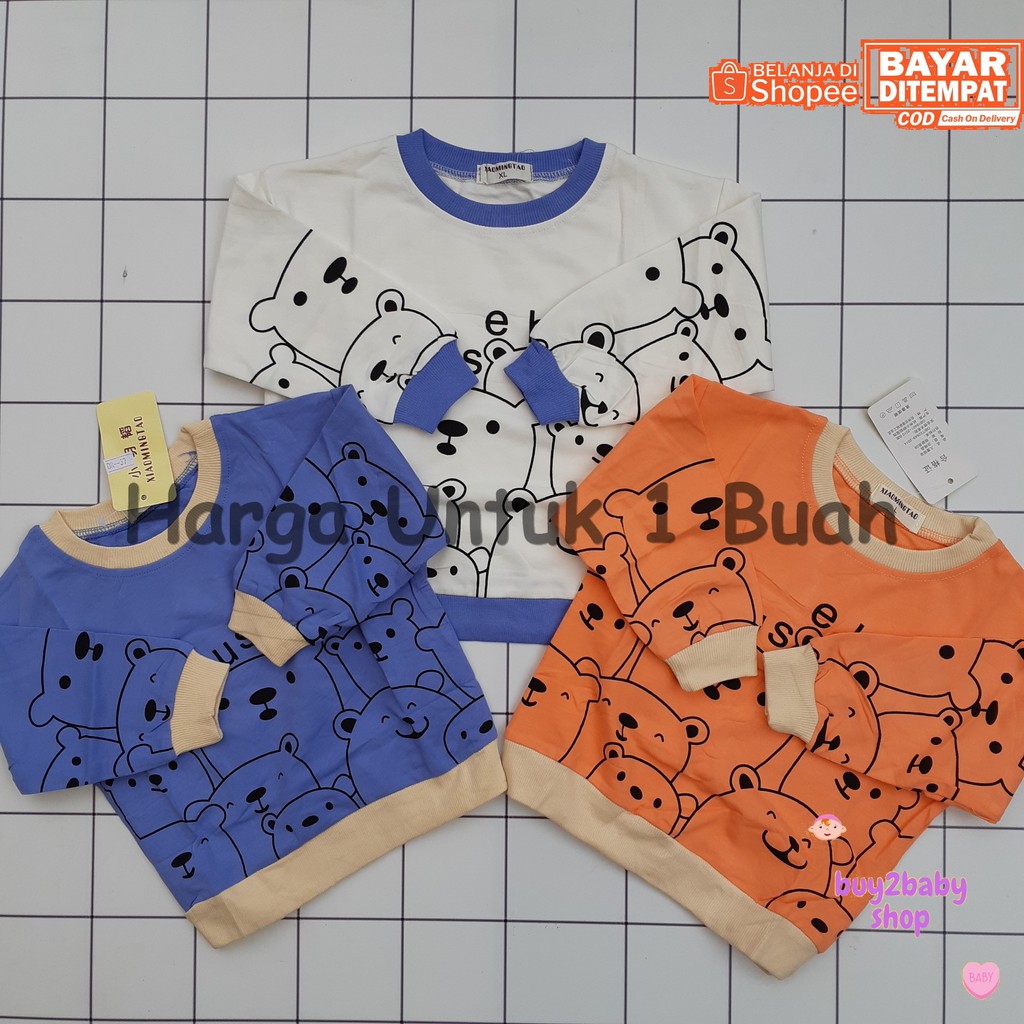 Sweater Kaos Bahan Premium Sangat Halus dan Lembut Bear Series 6 bulan s.d 3 Tahun 1 PCS