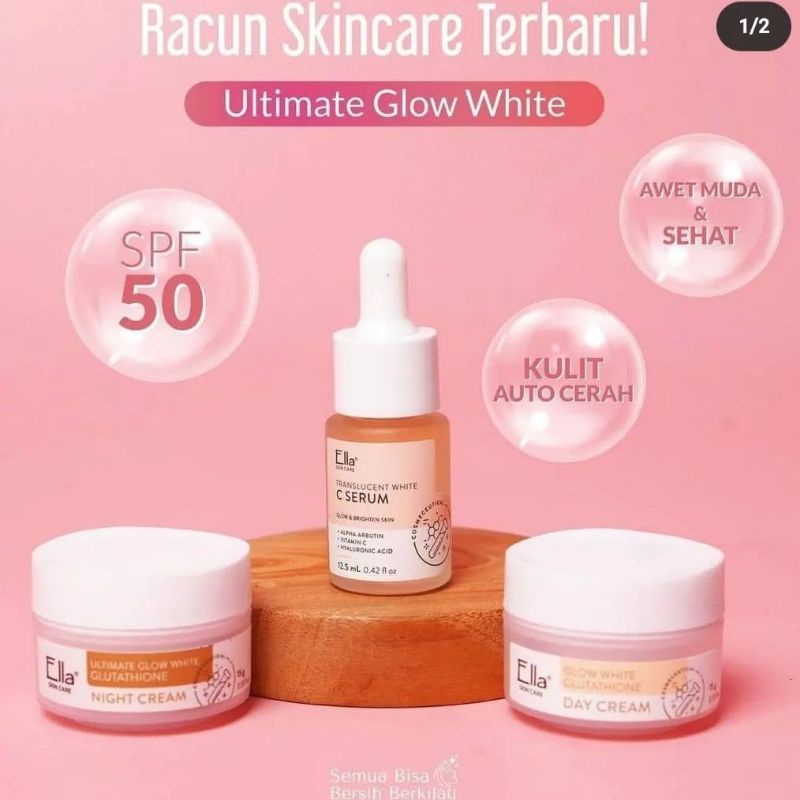 paket pemutih ella super glowing ella skincare / ultimate glow white ella