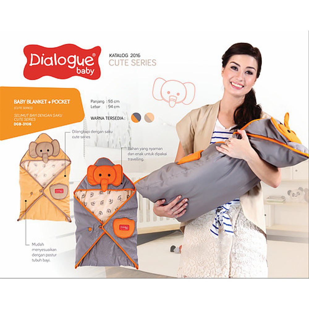 Selimut Dialogue - Baby Blanket + Pocket Dialogue Gajah