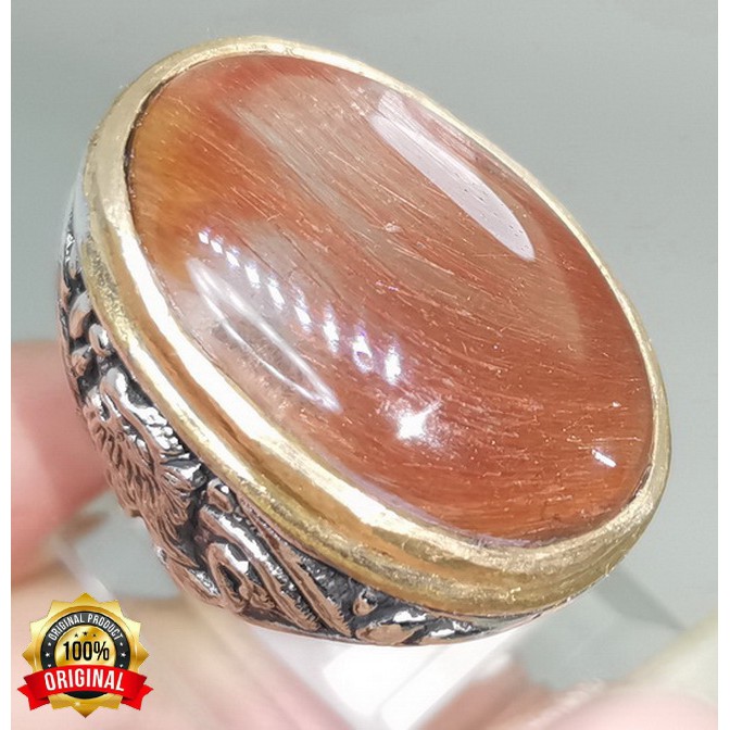 BATU CINCIN PERMATA ASLI KECUBUNG RAMBUT MERAH original