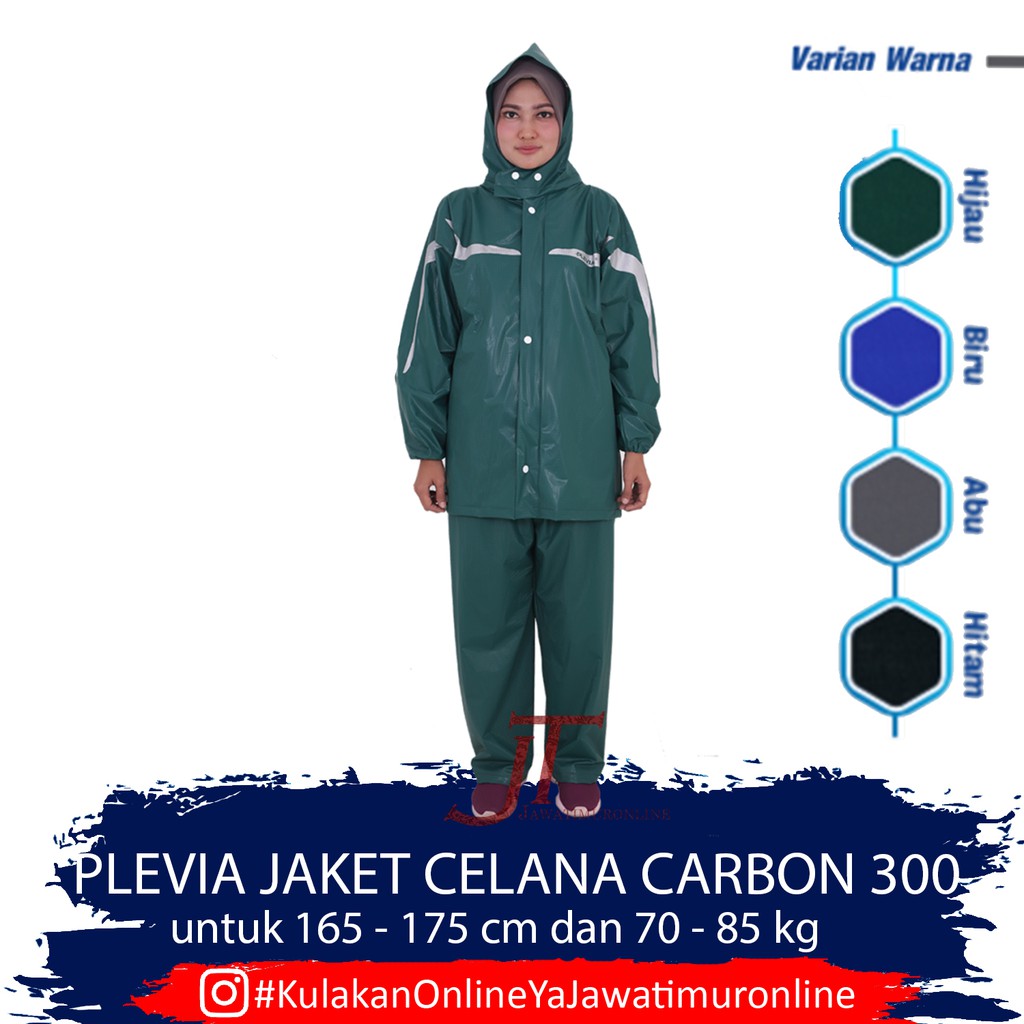 Jas Hujan Jaket Celana CARBON 300 PLEVIA - Jas Hujan Setelan