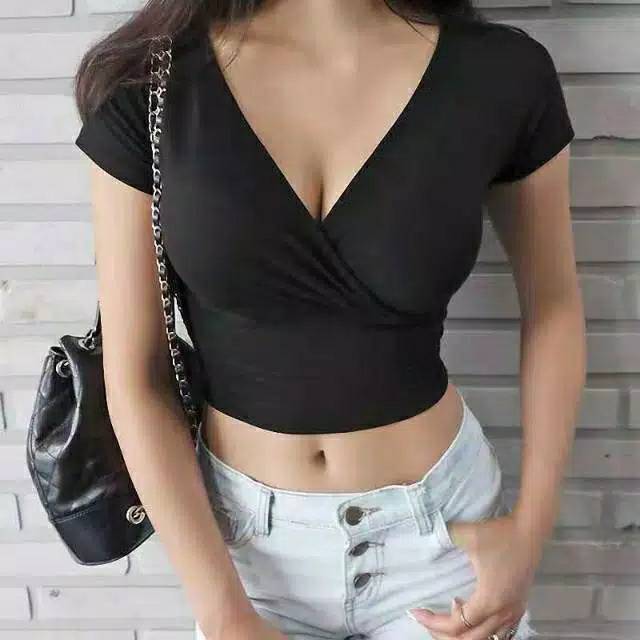 TERMURAH  Korea Sexy T-Shirt Crop Top 864 Size XS-XL /Baju Sexy Wanita/Cewek