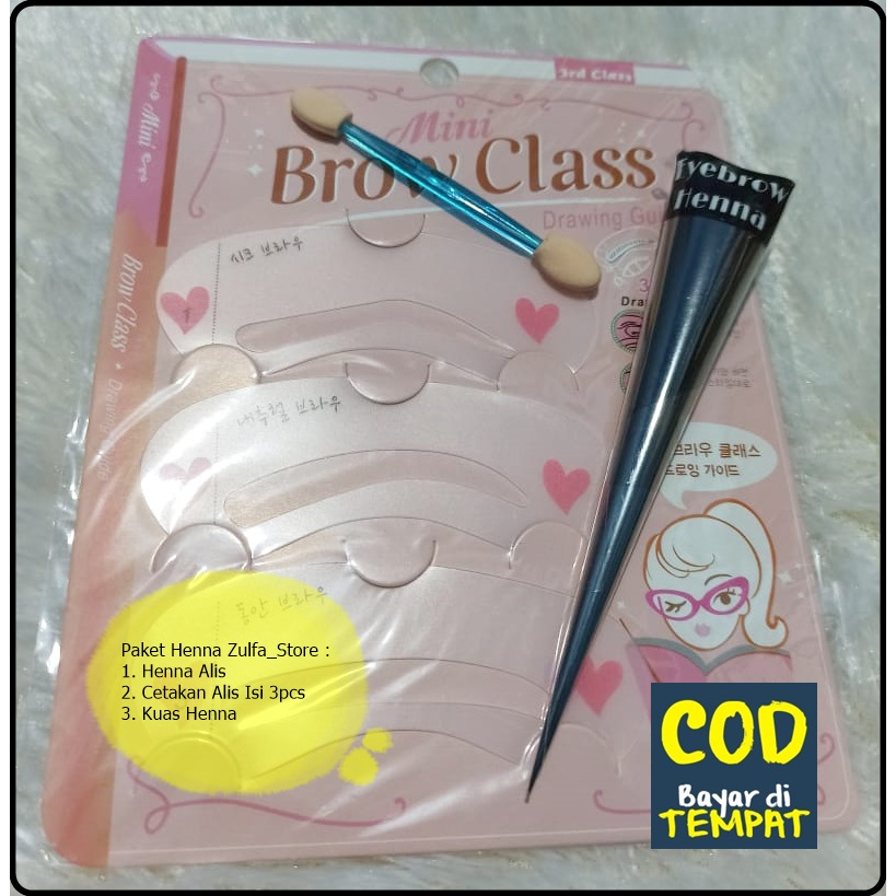 Paket Henna Alis Cetakan Alis dan Kuas / Hena Alis