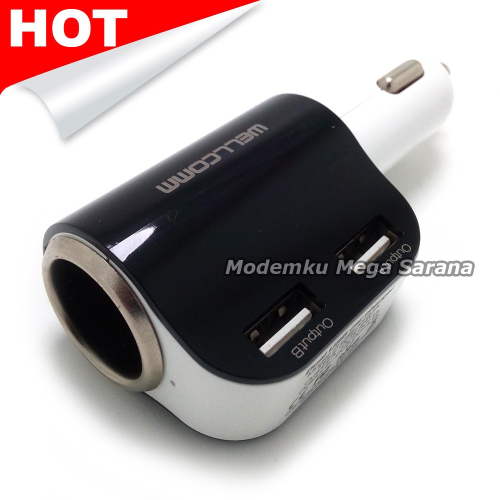 Wellcomm Car Charger Dual Ports 3.1A - Hitam