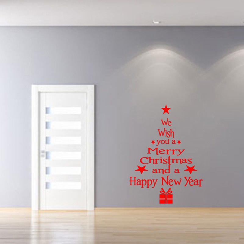 Stiker Dinding Desain Pohon Natal Tahan Air Untuk Dekorasi Rumah
