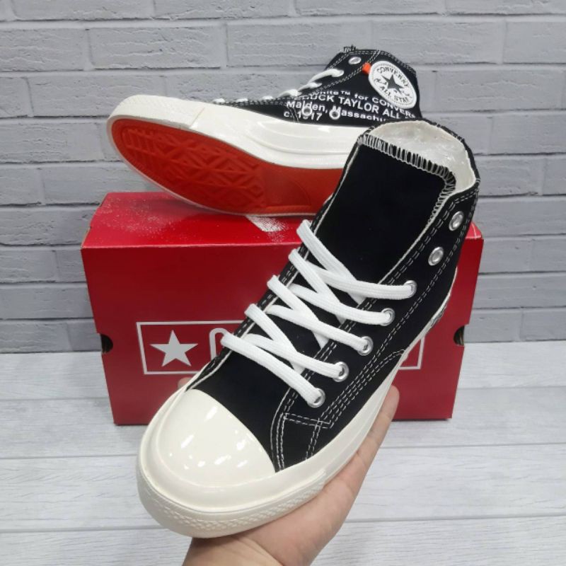 converse 70s x off white hi all black sol white