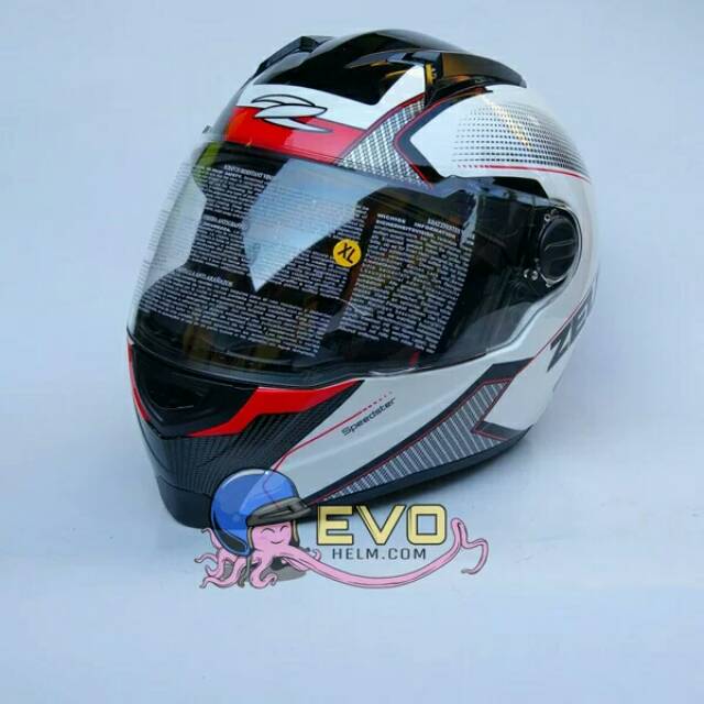 HELM ZEUS FULL FACE 811 White AL6 Black Red - FREE SMOKE VISOR  ORIGINAL ( ONGKIR 2KG )