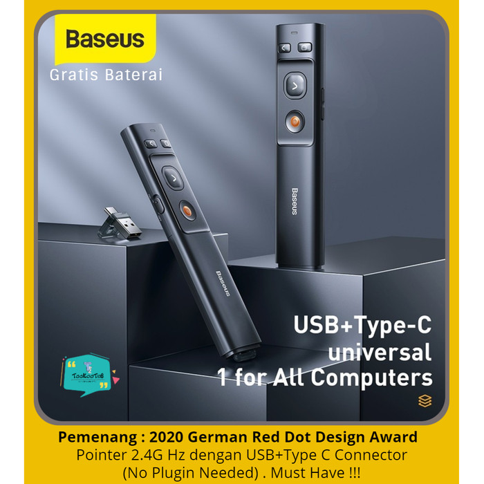 BASEUS Laser Pointer Wireless Presenter 2.4G Hz Pen Cursor Presentasi