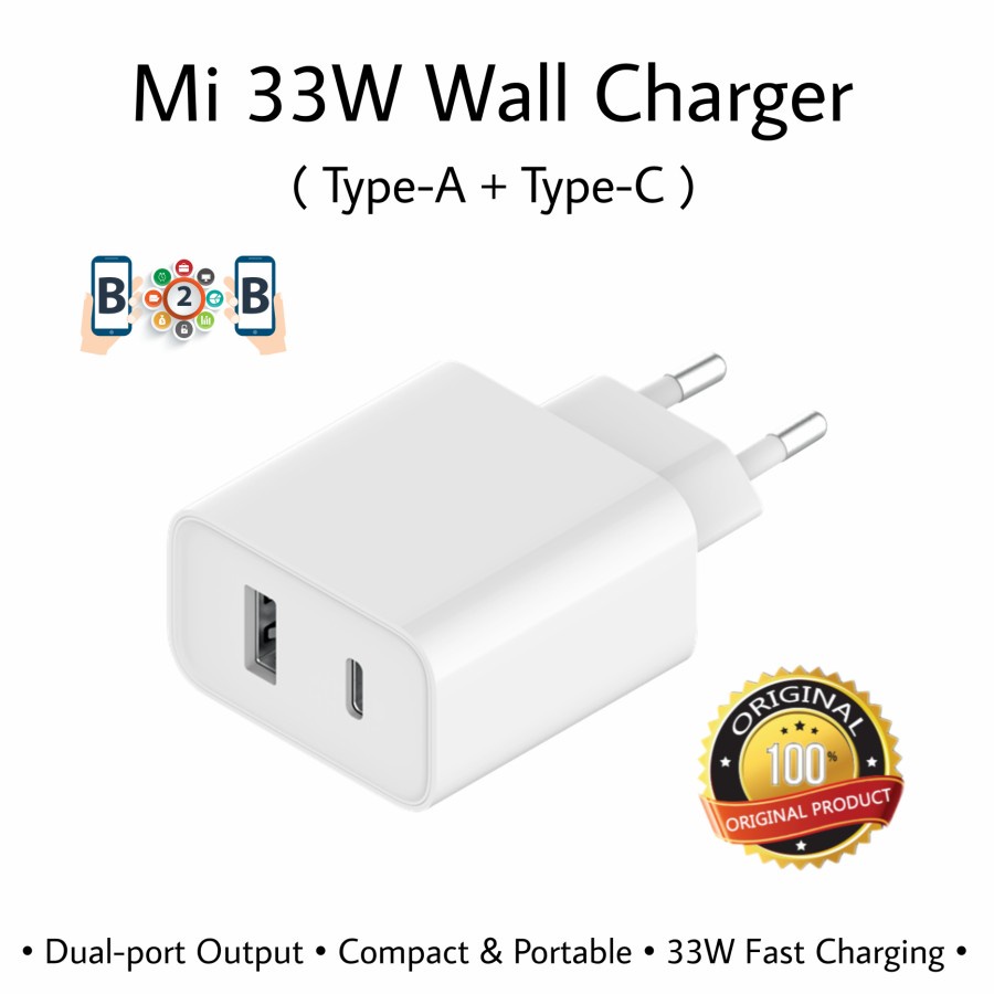 Mijia 33W Wall Charger Type-A to Type-C Fast Charging