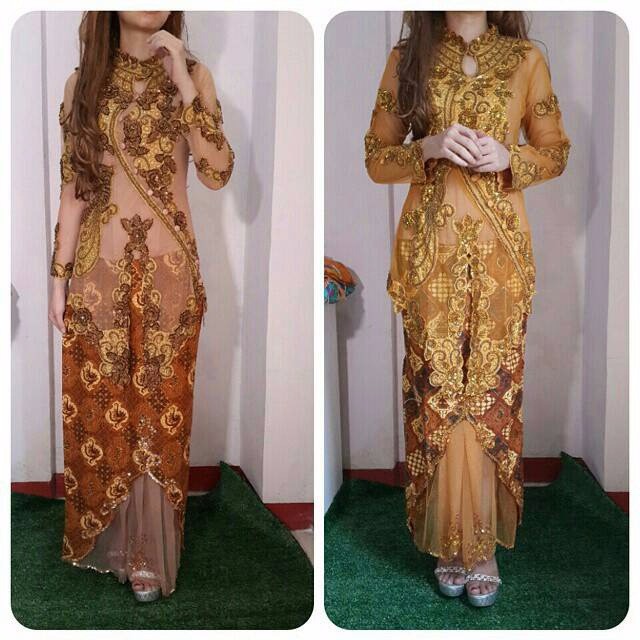 Promo Set Kebaya Shanghai Payet Tile Rok Tirai Kamisol TERMURAH