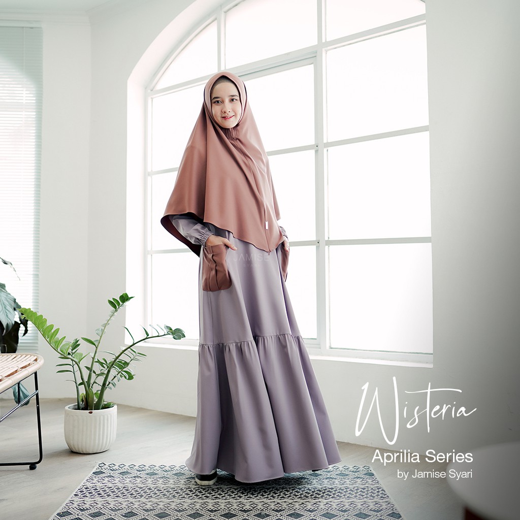 READY KIRIM Jamise Syari Set Original-Wisteria Aprilia Series-Gamis Dewasa Terbaru