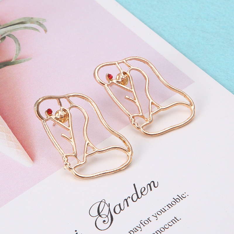 SIY  1 Pair Golden Geometric Moon Face Shape Statement Dangle Earrings For Women