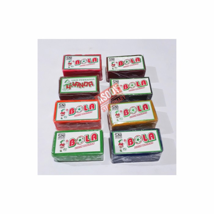 Lilin mainan merk Bola / Ananda / plastisin 1/4 /1 dus isi 180 pcs - Putih