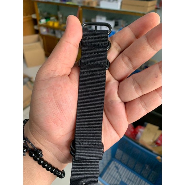 Strap Tali Jam Tangan Nato Zulu kanvas Hitam 24MM