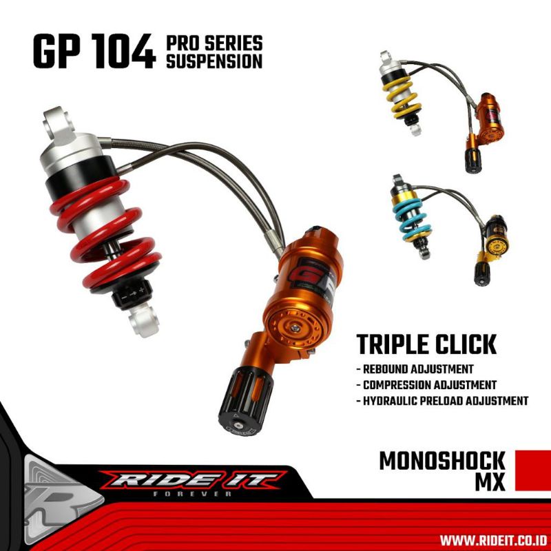 Shock Monoshok Tabung Pisah Ride It GP 104 JUPITER MX New, Old , JUPITER MX King Klik 3 Fungsi