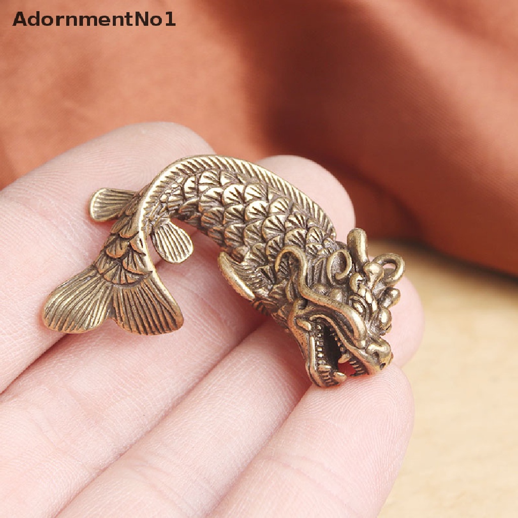 (AdornmentNo1) 1pc Gantungan Kunci Bentuk Ikan Naga Bahan Kuningan Charms