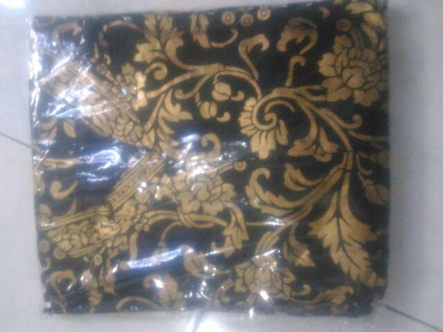 Gamis Batik Bakung Emas Manggar Kipas Sekar Seno Biru