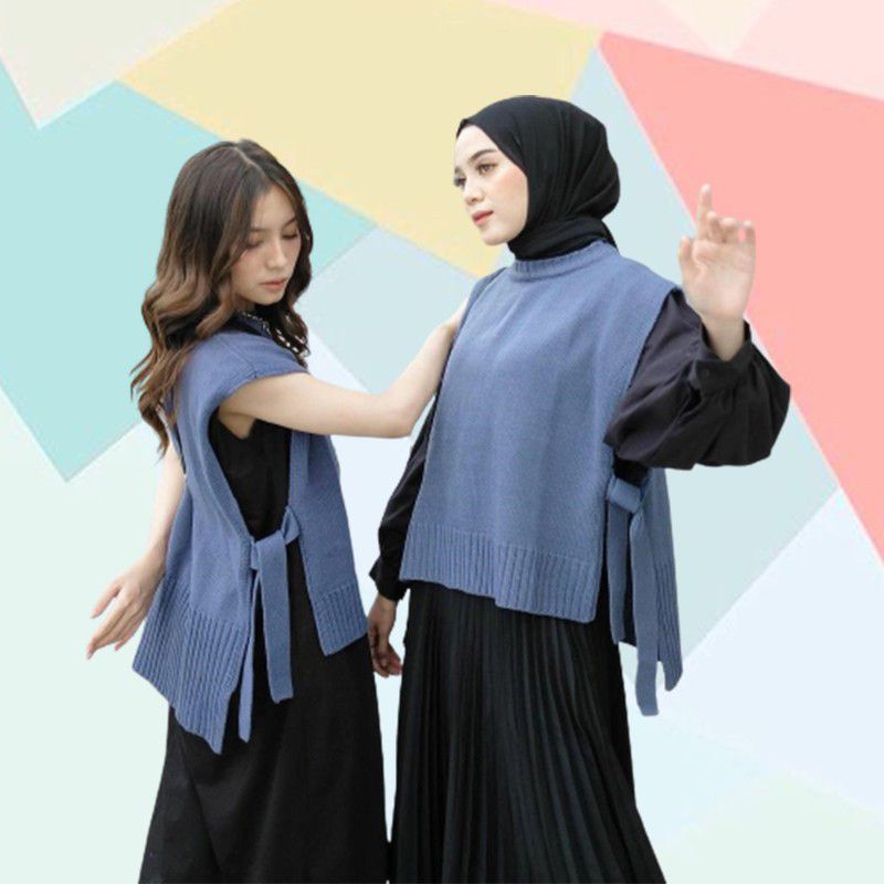 ROMPI TALI RAJUT / ANDIN VEST KNIT / ILLO VEST OUTER HIJAB FASHION WANITA / ROMPI RAJUT KOREA