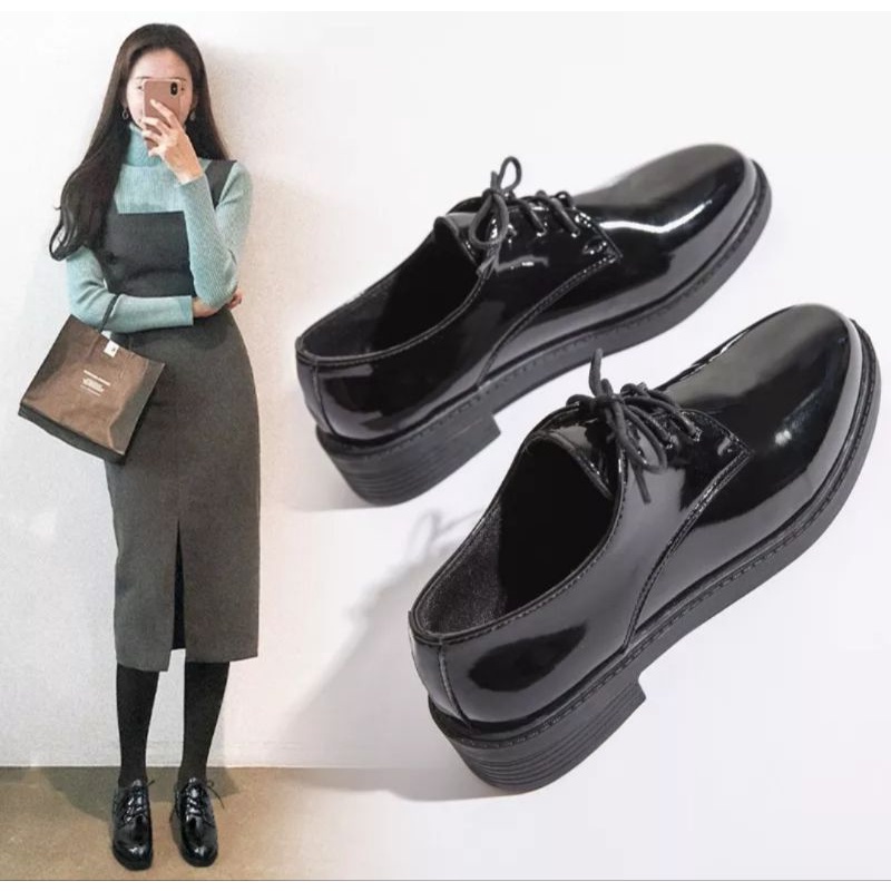 Sepatu Docmart Wanita Kulit Terbaru / Sepatu Oxford Wanita Flat Remaja Kekinian / Sepatu Sekolah Cewek Populer Viral / Sepatu Maharani / Bisa Cod