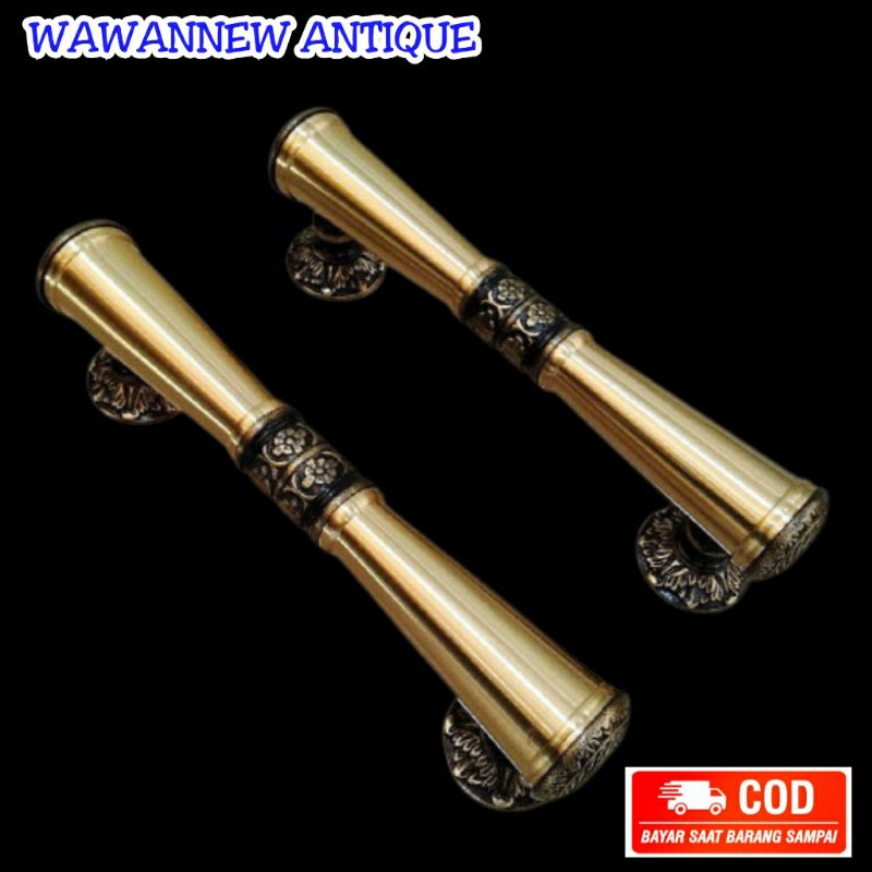 Handle Pintu / Gagang Pintu Rumah Pagar Kuningan Antik Godo Ukir 33cm