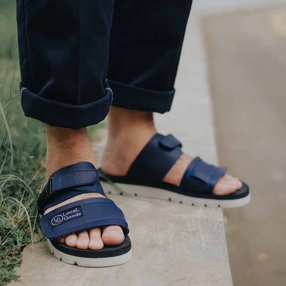 Halu Navy | Sendal Kasual Casual Original Strap Pria Sandal Footwear Ori | FORIND Local Goods