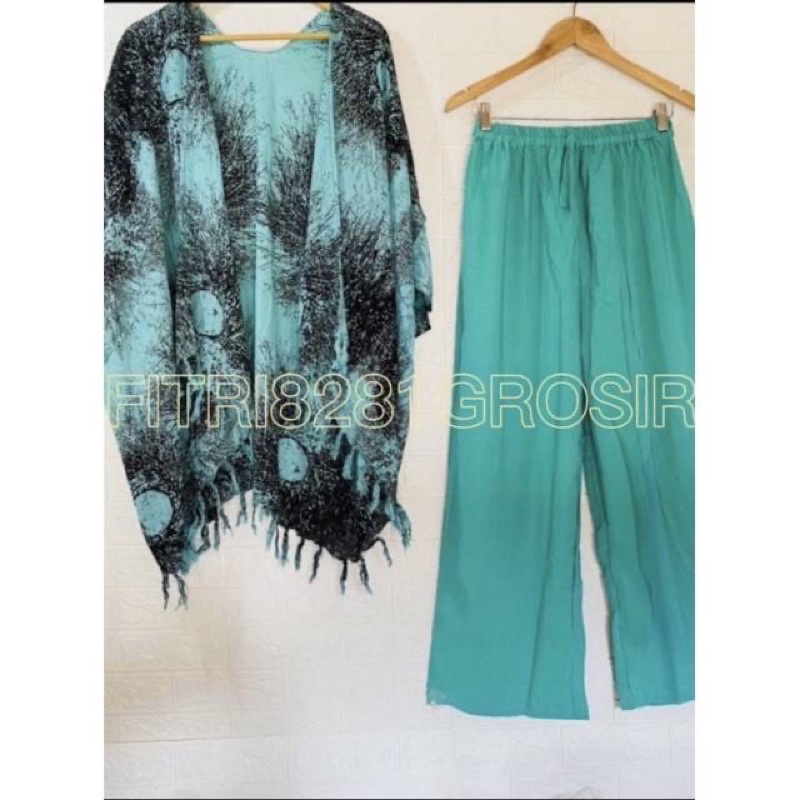 setelan OUTER AKAR&CELANA KULOT POLOS UKURAN ALL SIZE-XXXL-Tosca