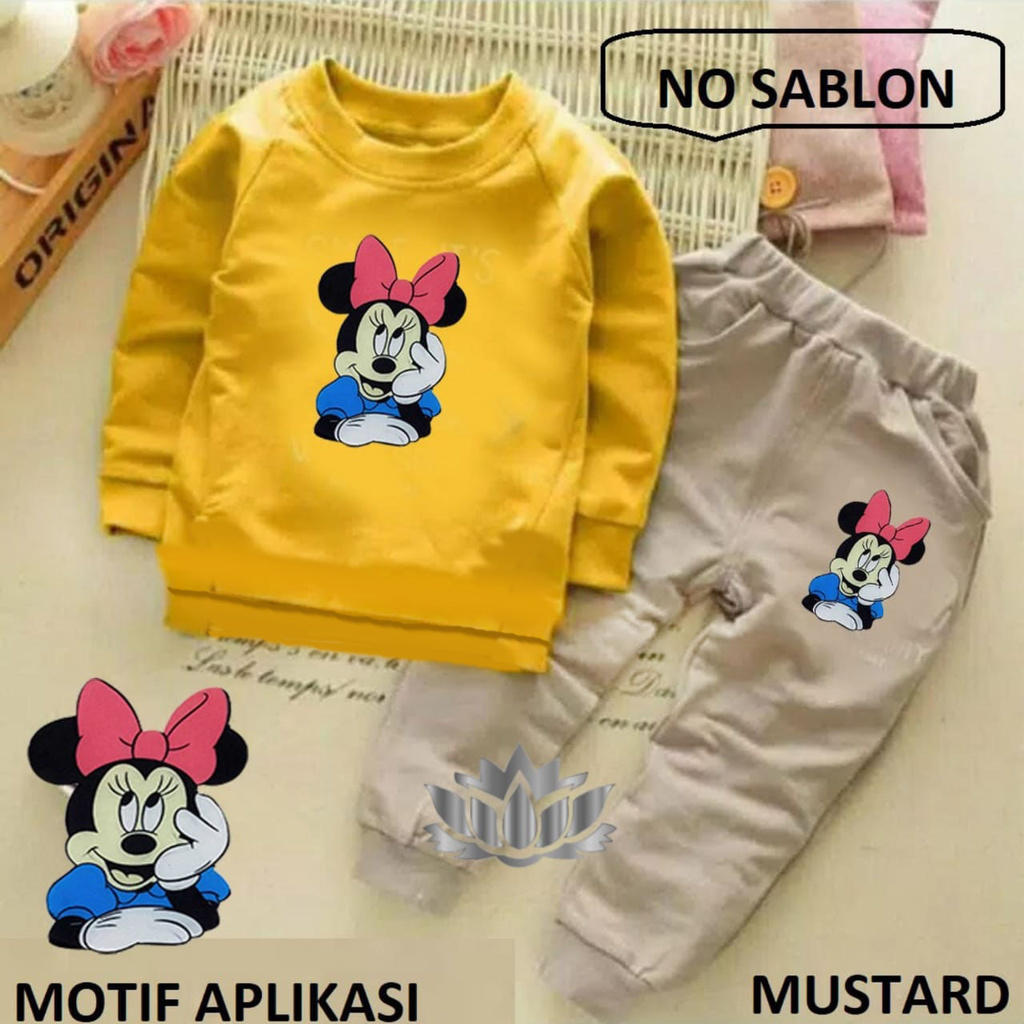 SETELAN MICKEY THINK / SETELAN ANAK-ANAK / FASHION ANAK / PAKAIAN ANAK / MOTIF APLIKASI