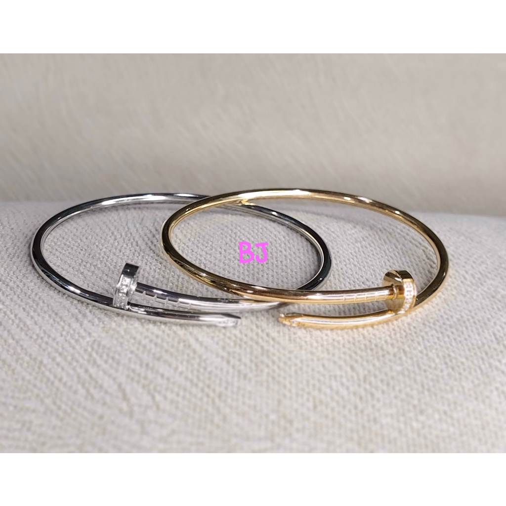 GELANG TANGAN MODEL PAKU MATA LENTUR/ GELANG BANGLE TITANIUM/ AKSESORIS WANITA KOREA