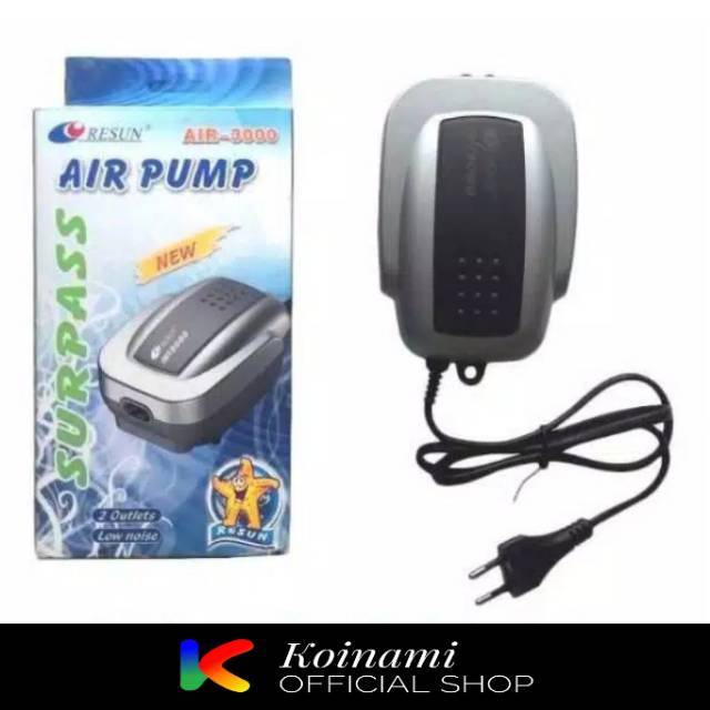 RESUN AIR-3000 / air pump / pompa gelembung udara / oxigen / kolam ikan koi / aquarium / aqua scape