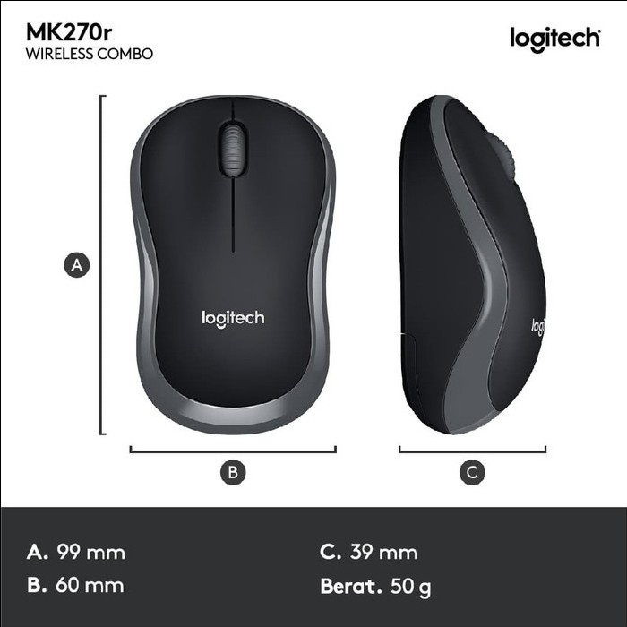 Keyboard dan Mouse Logitech MK270r Combo Wireless Multimedia Keys