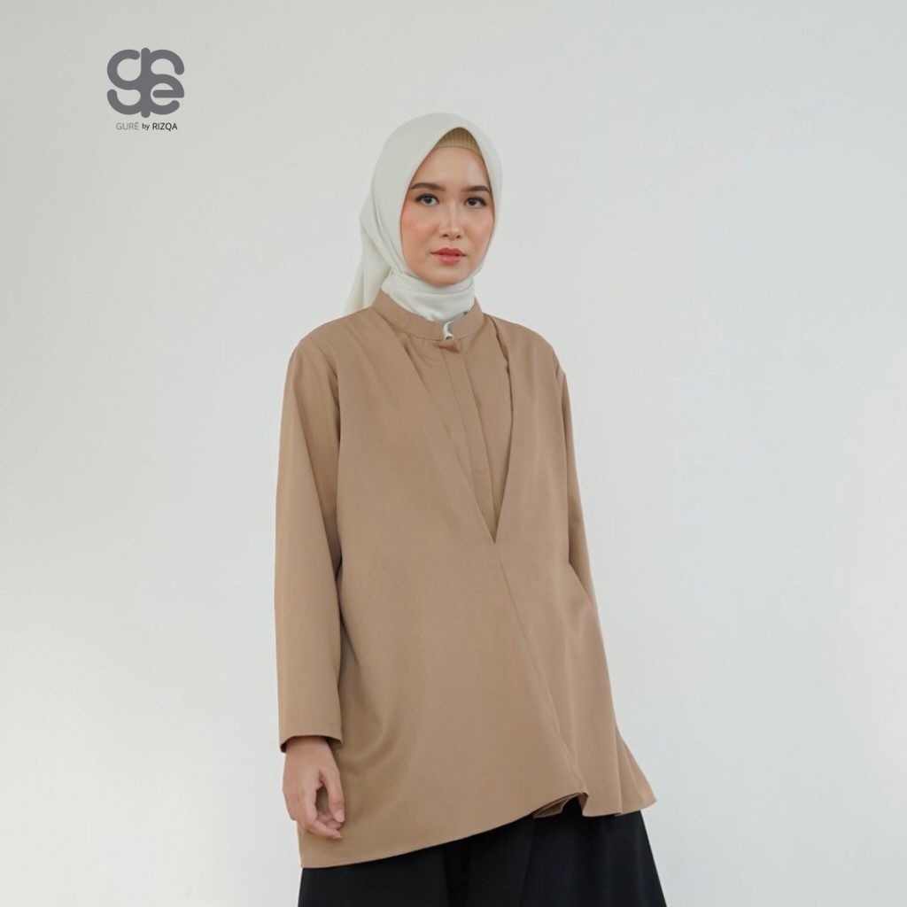 Laloni Blouse - Nude | GURĒ by Rizqa | Blouse Wanita Katun Premium