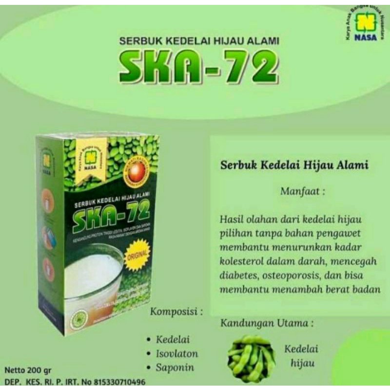 

SKA-72 NASA ORIGINAL 100%/ SUSU PENGGEMUK BADAN ALAMI/SUSU KEDELAI NASA/SUSU PENGGEMUK BADAN NASA