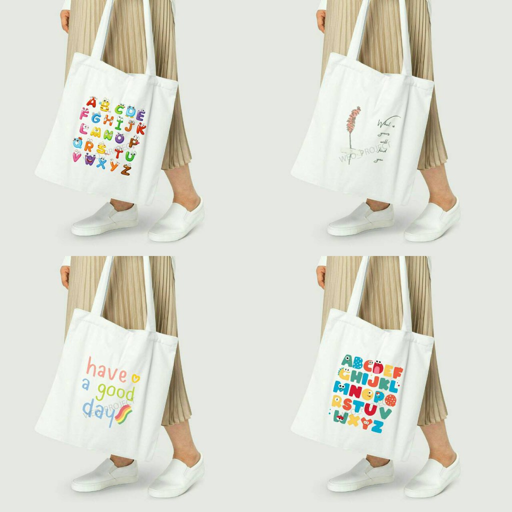 TOTE BAG KANVAS / TOTE BAG WANITA / TOTE BAG ALPHABET