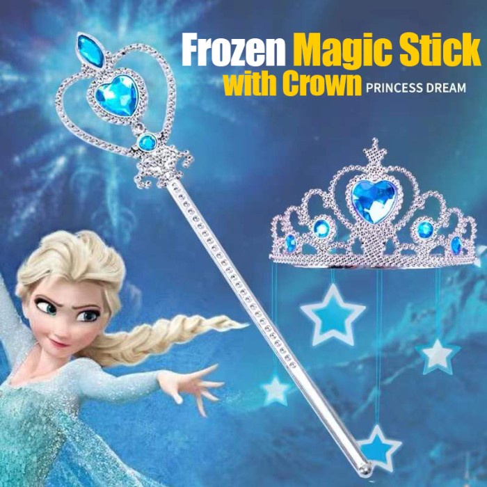 Bostonstore Frozen Magic Set Elsa Anna Mahkota dan Tongkat 7pcs-biru / TONGKAT FROZEN 7 IN 1 / Crown Frozen Elsa 7/Mainan Frozen set in 1 / mahkota rambut tongkat frozen / Set Mahkota frozen / Pesta elsa frozen / Mainan Frozen set