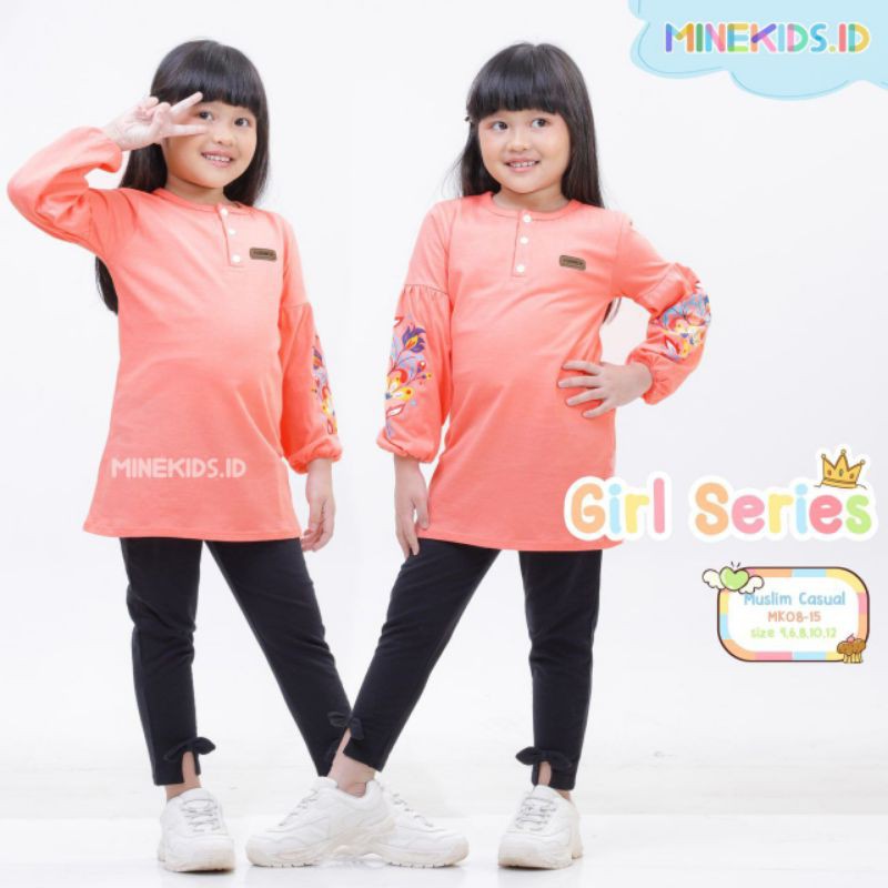 Setelan Tunik Celana Panjang Kasual Muslim Anak Perempuan Minekids.id