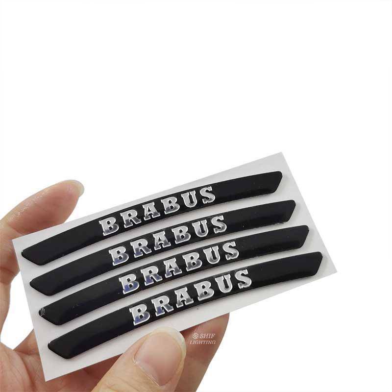 4pcs Stiker Emblem / Badge Logo Brabus Bahan Aluminum Untuk Dekorasi Ban Mobil Mercedes Brabus