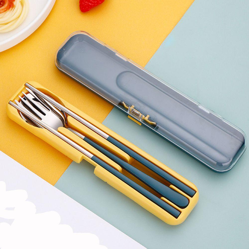 Preva 3PCS/Set Alat Makan Set Travel Peralatan Makan Sendok Garpu Sumpit Set Alat Makan