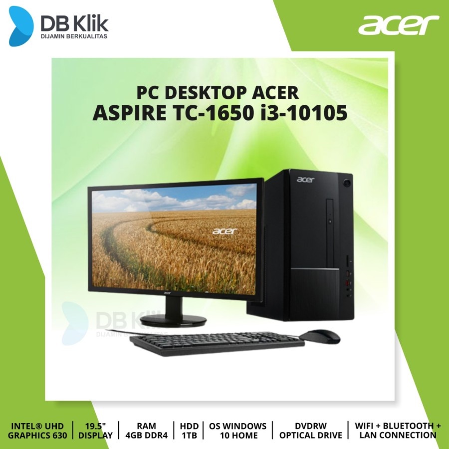 PC Desktop ACER Aspire TC-1650 i3-10105 1TB 4GB DVDRW Windows 11 19.5&quot;